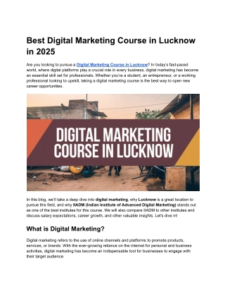 Best Digital Marketing Course in Lucknow in 2025