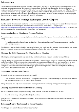 The Art of Power Cleaning: Techniques Used by Experts