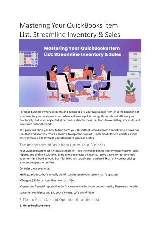 Mastering Your QuickBooks Item List: Streamline Inventory & Sales