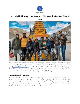Leh Ladakh Through the Seasons: Discover the Perfect Time to Visit