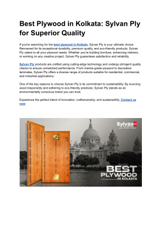 Best Plywood in Kolkata_ Sylvan Ply for Superior Quality