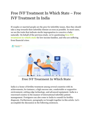 Free IVF Treatment In Which State – Free IVF Treatment In India