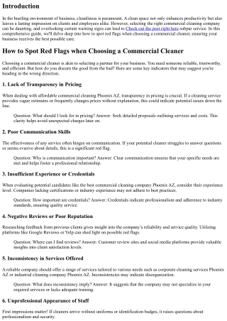 How to Spot Red Flags when Choosing a Commercial Cleaner