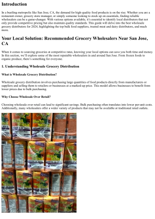 Your Local Solution: Recommended Grocery Wholesalers Near San Jose, CA