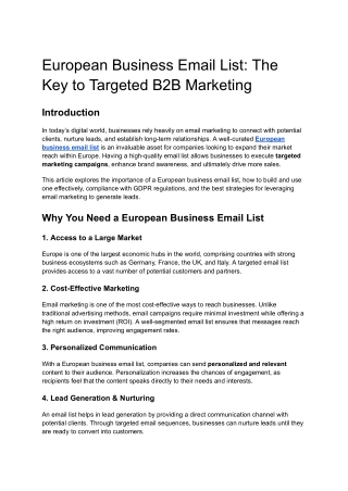 European Business Email List: The Key to Targeted B2B Marketing