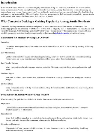 Why Composite Decking is Gaining Popularity Among Austin Residents