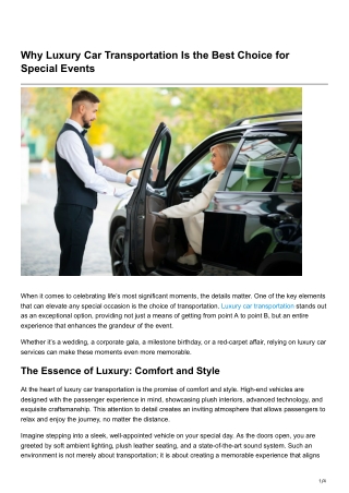 Why Luxury Car Transportation Is the Best Choice for Special Events