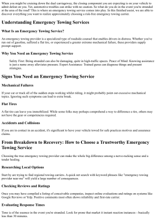 From Breakdown to Recovery: How to Choose a Trustworthy Emergency Towing Service