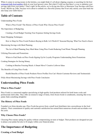 How to Maximize Your Savings with Pitco Foods
