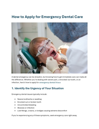 How to Apply for Emergency Dental Care
