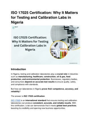ISO 17025 Certification_ Why It Matters for Testing and Calibration Labs in Nigeria