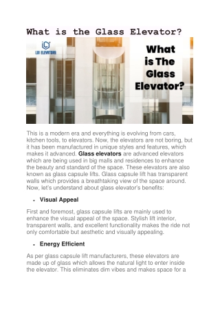 What is the Glass Elevator ?