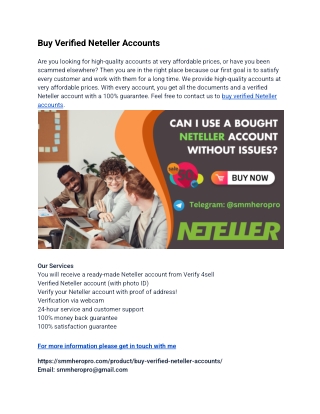 Where to Buy Verified Neteller Accounts Safely