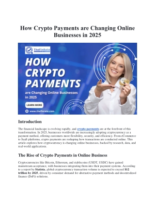 How Crypto Payments are Changing Online Businesses in 2025