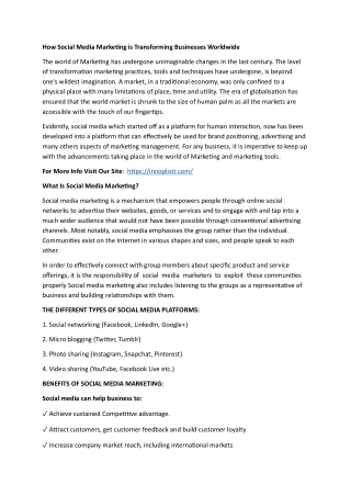 How Social Media Marketing is Transforming Businesses Worldwide