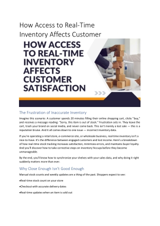 How Access to Real-Time Inventory Affects Customer Satisfaction