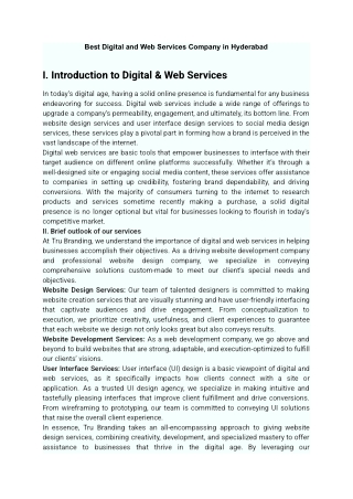 Best Digital and Web Services Company in Hyderabad