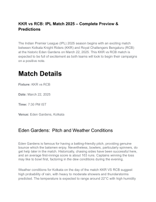 KKR vs RCB_ IPL Match 2025 – Complete Preview & Predictions