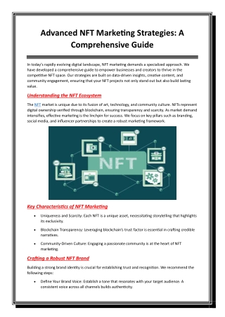 Advanced NFT Marketing Strategies A Comprehensive Guide