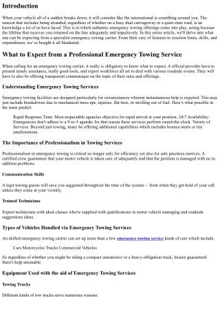 What to Expect from a Professional Emergency Towing Service