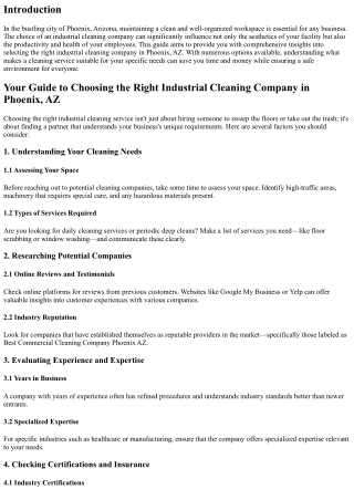 Your Guide to Choosing the Right Industrial Cleaning Company in Phoenix, AZ