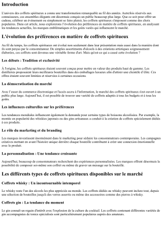 L'évolution des préférences en matière de coffrets spiritueux