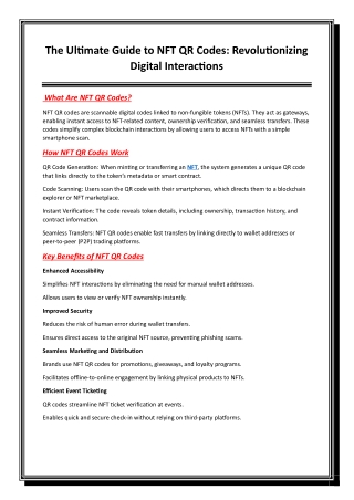 The Ultimate Guide to NFT QR Codes Revolutionizing Digital Interactions