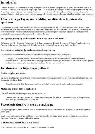 L'impact du packaging sur la fidélisation client dans le secteur des spiritueux