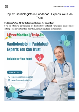 Top 12 Cardiologists in Faridabad Experts You Can Trust