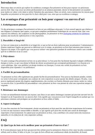 Les avantages d'un présentoir en bois pour exposer vos œuvres d'art