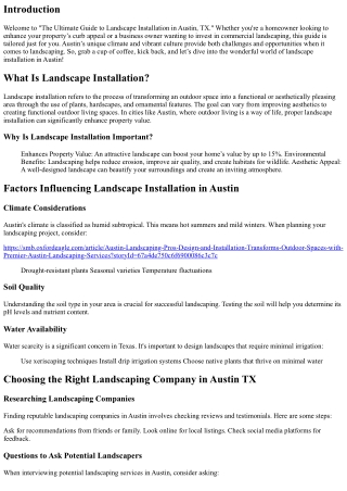 The Ultimate Guide to Landscape Installation in Austin, TX