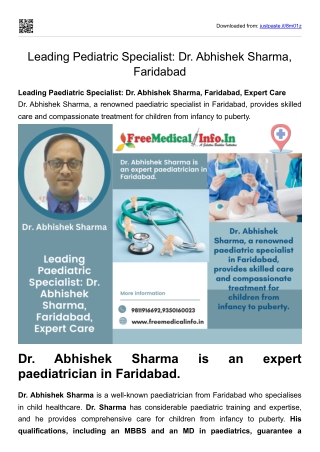 Leading Pediatric Specialist Dr. Abhishek Sharma, Faridabad