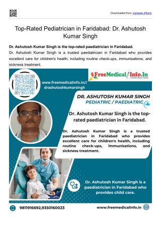 Top-Rated Pediatrician in Faridabad Dr. Ashutosh Kumar Singh