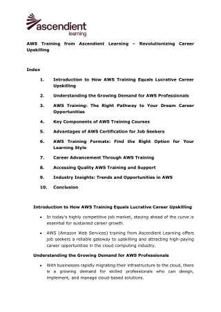 AWS Training from Ascendient Learning – Revolutionizing Career Upskilling
