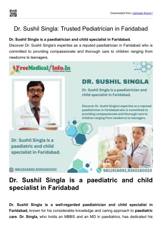 Dr. Sushil Singla Trusted Pediatrician in Faridabad