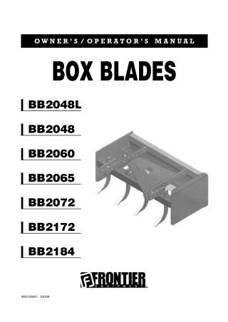 John Deere Frontier BB2048L BB2048 BB2060 BB2065 BB2072 BB2172 BB2184 Box Blades Operator’s Manual Instant Download (Pub