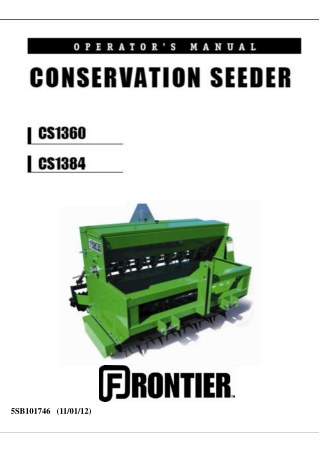 John Deere Frontier CS1360 CS1384 Conservation Seeder Operator’s Manual Instant Download (Publication No. 5SB101746)