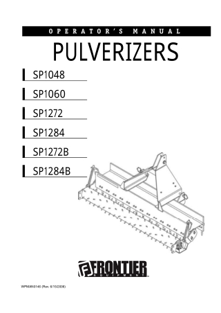 John Deere Frontier SP1048 SP1060 SP1272 SP1284 SP1272B SP1284B Pulverizers Operator’s Manual Instant Download (Publicat
