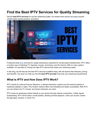 Find the Best IPTV Services for Quality Streaming