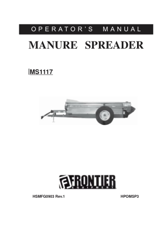 John Deere MS1117 Manure Spreader Operator’s Manual Instant Download (Publication No.HPOMSP3)