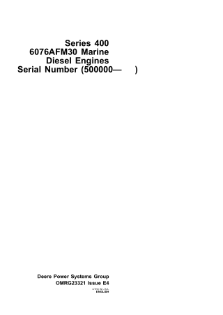John Deere Series 400 6076AFM30 Marine Diesel Engines (Serial Number500000-) Operator’s Manual Instant Download (Publica
