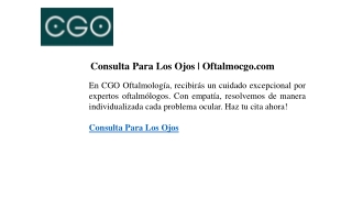 Consulta Para Los Ojos  Oftalmocgo.com