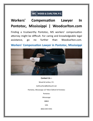 Workers' Compensation Lawyer In Pontotoc, Mississippi  Woodcarlton.com