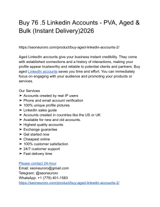 Buy 76 .5 Linkedin Accounts - PVA, Aged & Bulk (Instant Delivery)2026