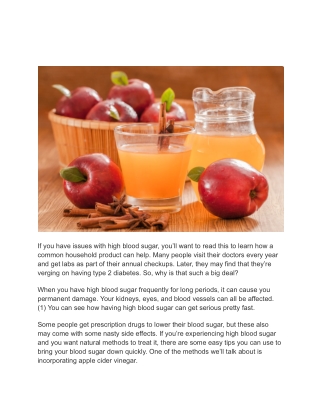How to Use Apple Cider Vinegar to Lower Blood Sugar