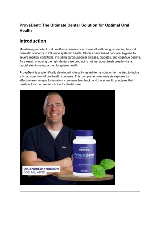 ProvaDent: The Ultimate Dental Care Solution for Stronger Teeth & Gums