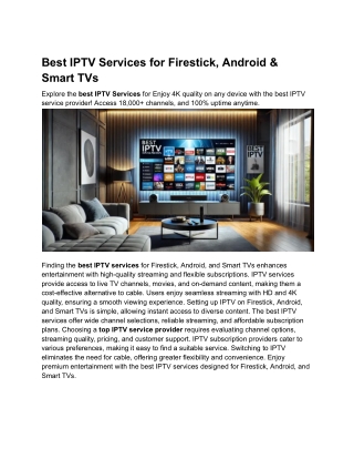 Best IPTV Services for Firestick, Android & Smart TVs