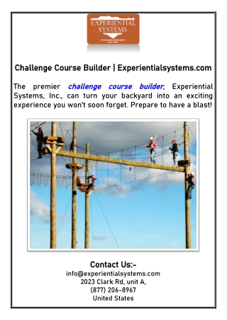 Challenge Course Builder | Experientialsystems.com