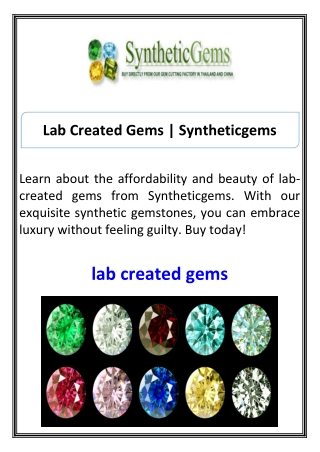 Lab Created Gems Syntheticgems