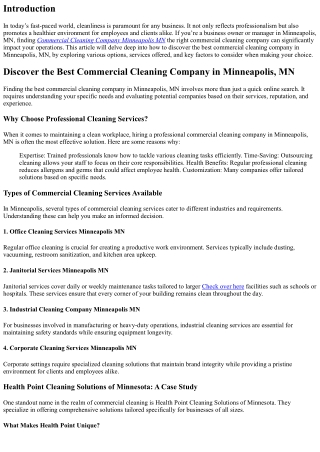 Discover the Best Commercial Cleaning Company in Minneapolis, MN